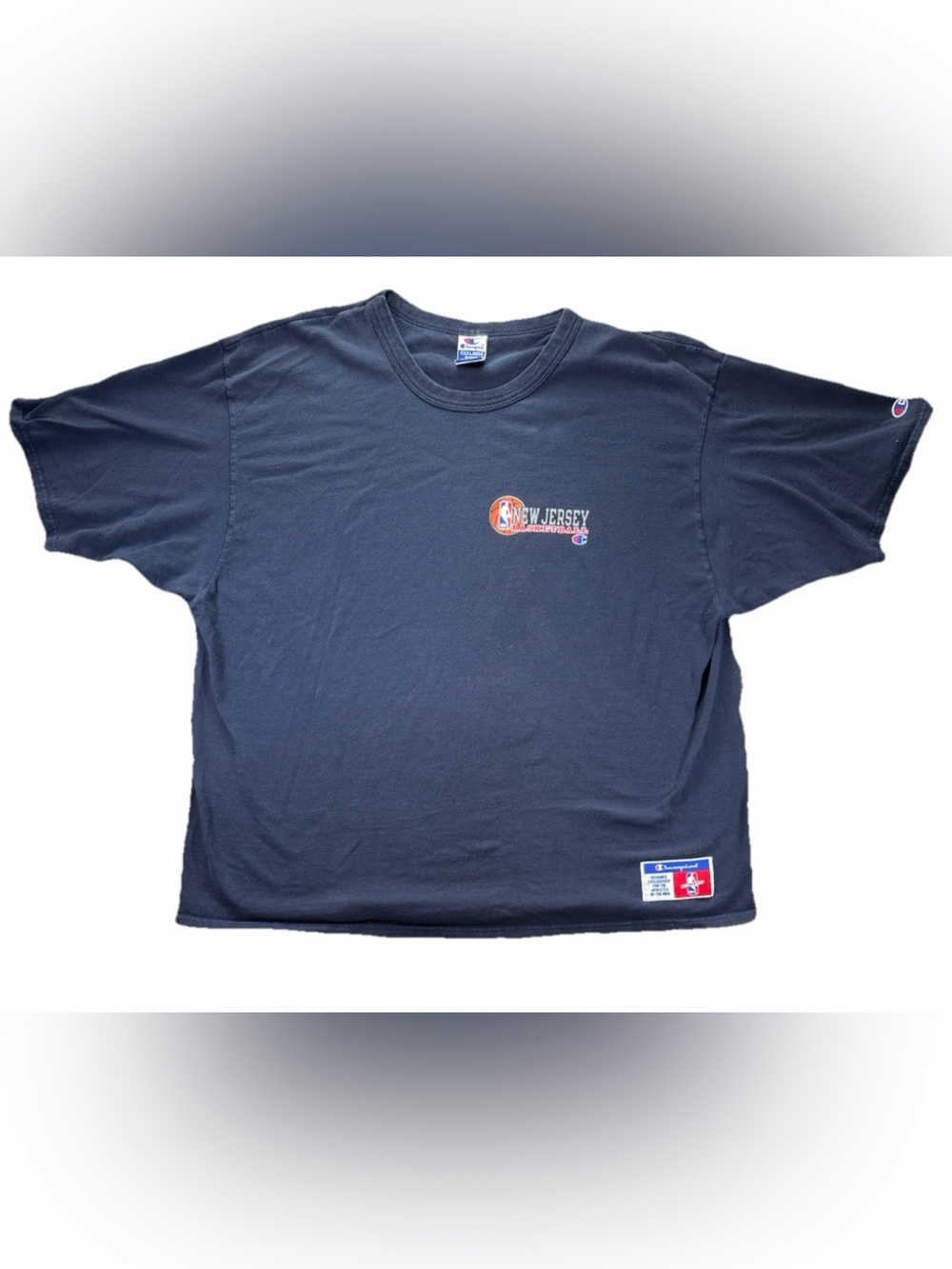 Vintage Champion New Jersey Nets NBA T Shirt Men's 3XL Blue Team Issue Y2K